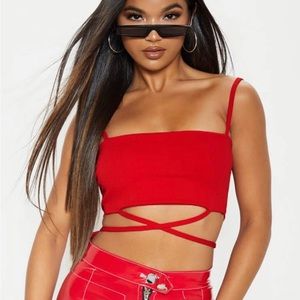 PLT Red Strap Crop Top Size 12 (Preowned)